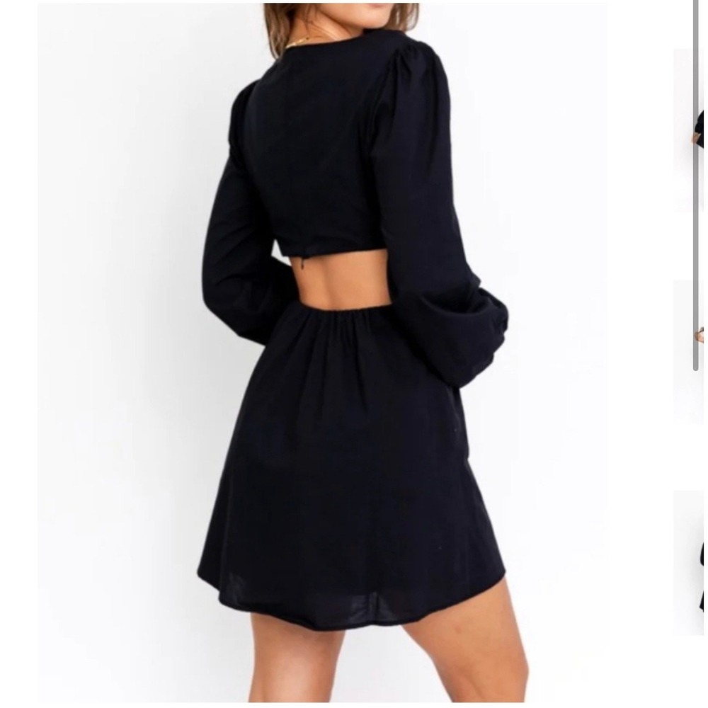 Arula Black Cutout Mini Dress NWT Size B 18/20 Plus Size Puff Sleeve - Picture 4 of 10